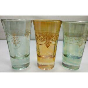Lot Of 3 J. Preziosi Lavorato A Mano Orange Green Italian Art Shot Glasses VTG